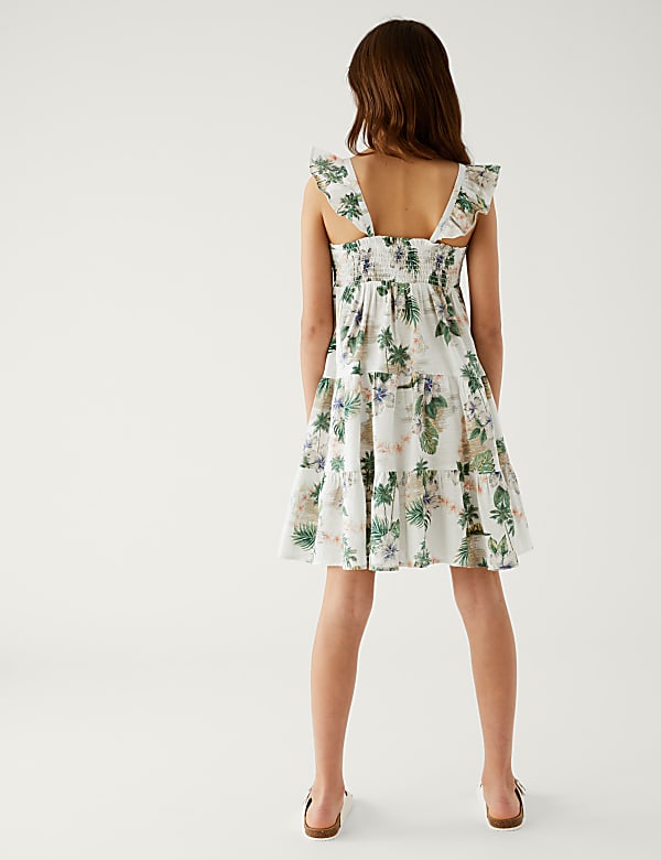 Pure Cotton Hawaiian Tiered Dress (6-16 Yrs)