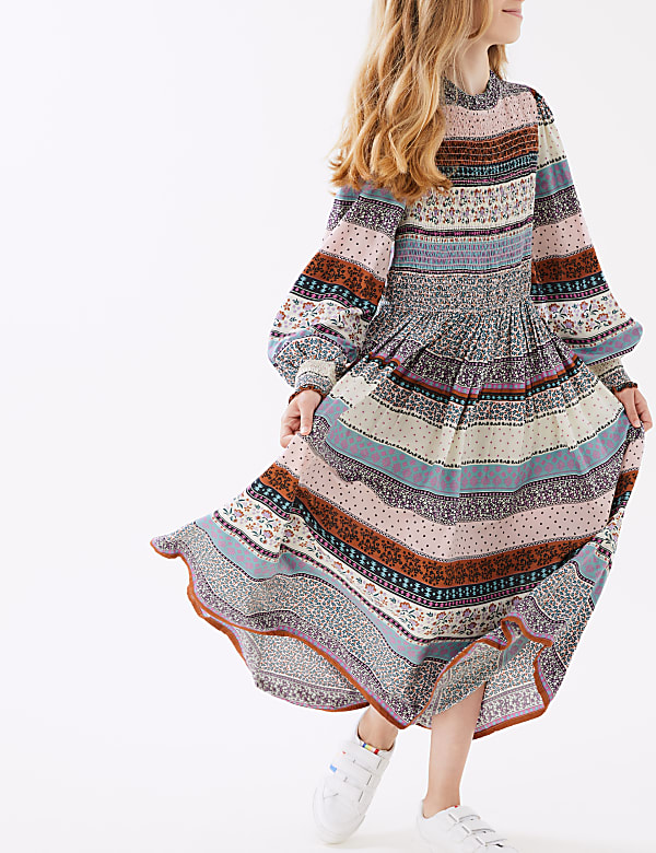 Patterned Shirred Dress (6-16 Yrs)
