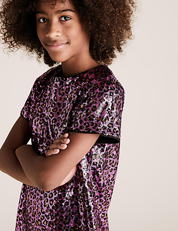 Leopard Print Sequin Dress (6-16 Yrs)