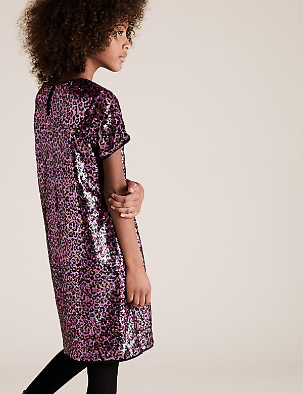 Leopard Print Sequin Dress (6-16 Yrs)