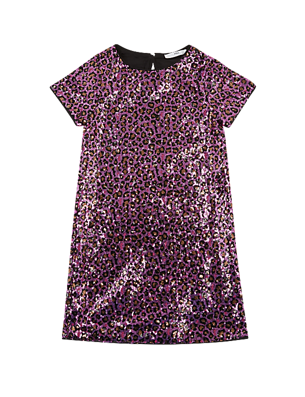 Leopard Print Sequin Dress (6-16 Yrs)
