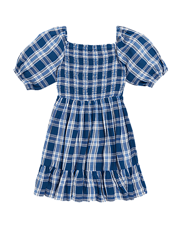 Checked Shirred Dress (6-16 Yrs)