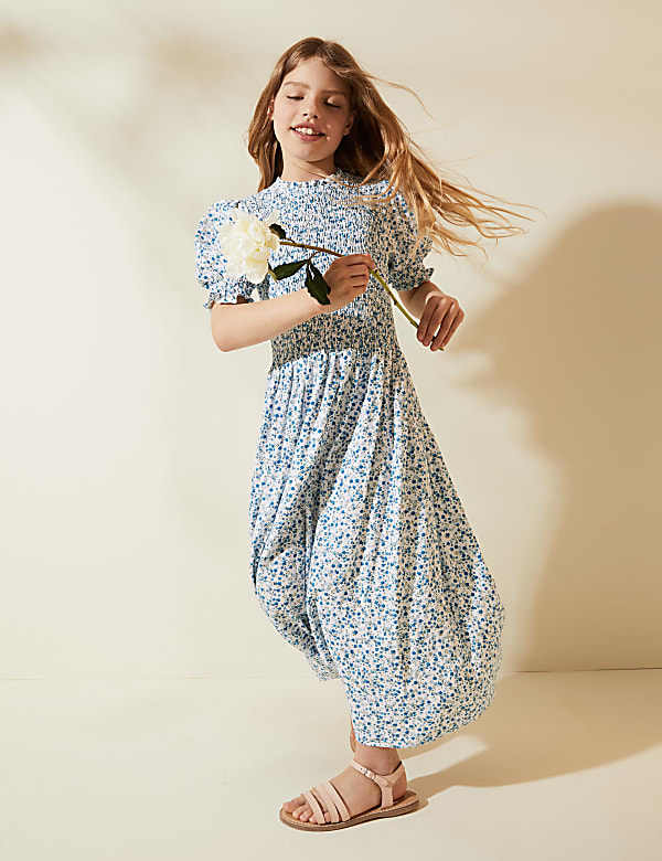 Ditsy Floral Shirred Midi Dress (2-16 Years)