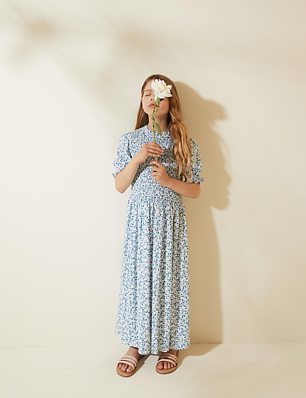 Ditsy Floral Shirred Midi Dress (2-16 Years)