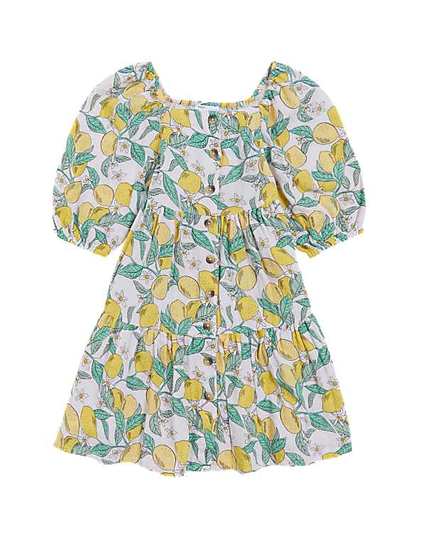 Pure Cotton Lemon Print Dress (6-16 Yrs)