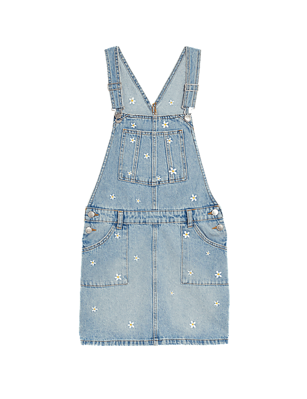 Denim Embroidered Daisy Pinafore