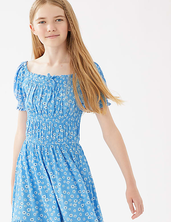 Floral Shirred Dress