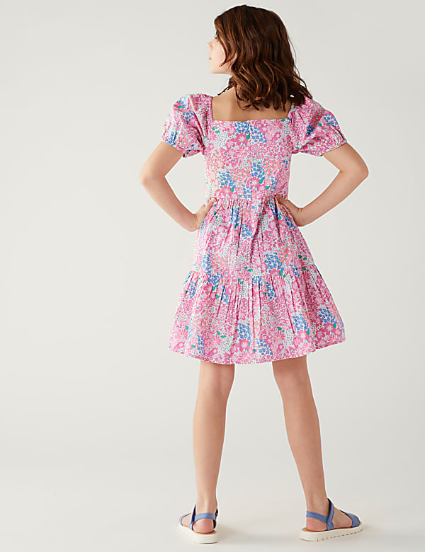 Pure Cotton Floral Tiered Dress
