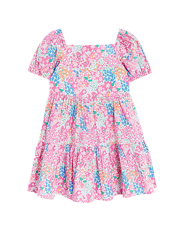 Pure Cotton Floral Tiered Dress