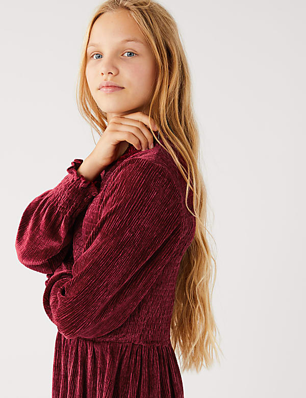 Velvet Shirred Dress (6-16 Yrs)