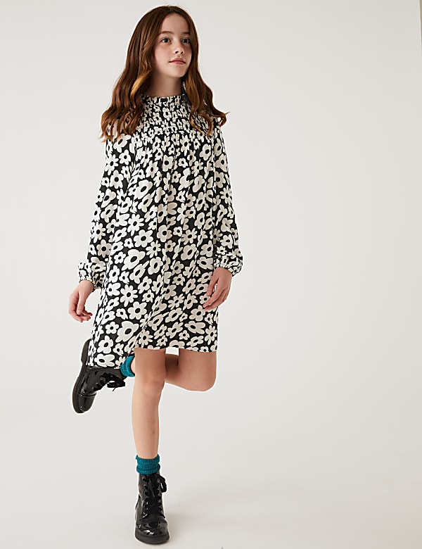 Floral Shirred Dress
