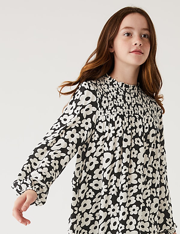 Floral Shirred Dress