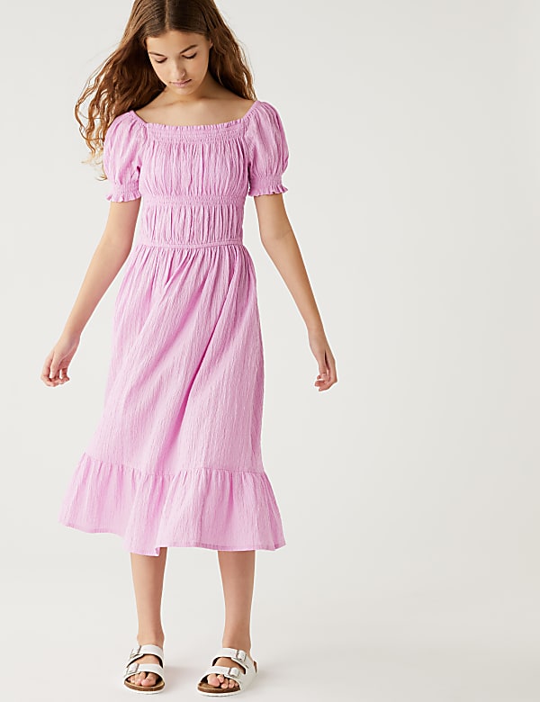 Cotton Rich Shirred Dress