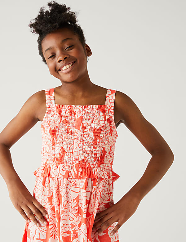 Pure Cotton Pineapple Print Maxi Dress (6-16 Yrs)