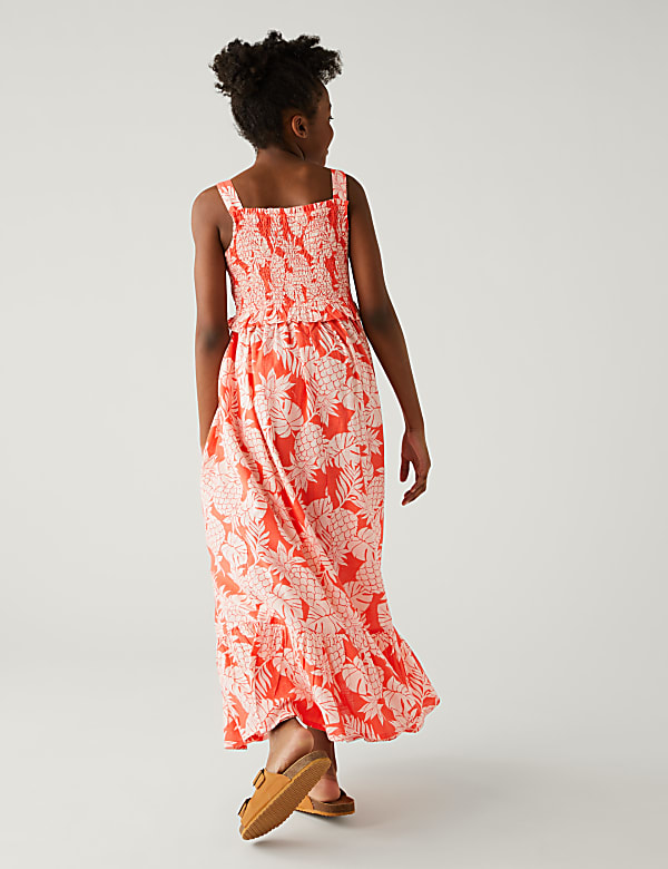 Pure Cotton Pineapple Print Maxi Dress (6-16 Yrs)