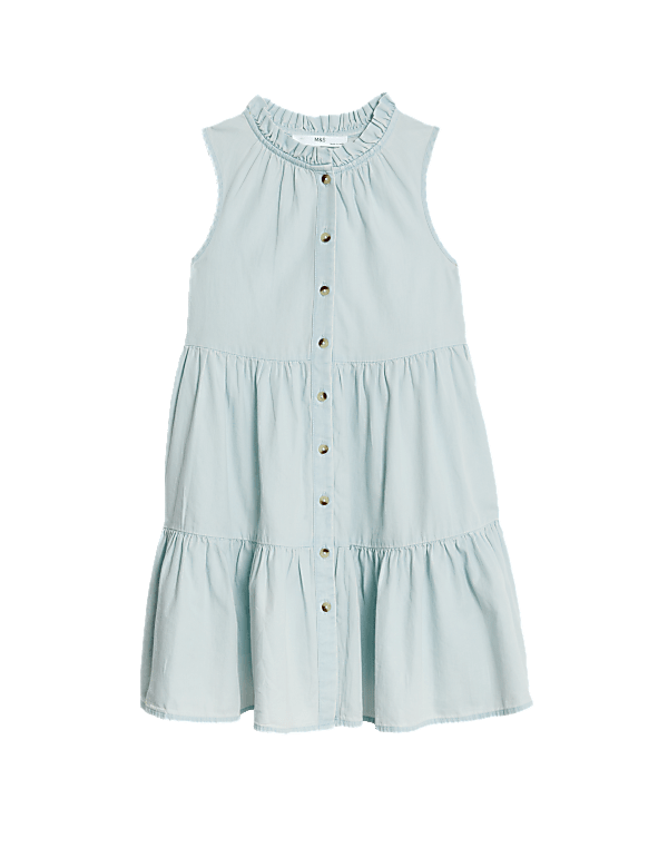 Pure Cotton Denim Tiered Dress (6-16 Yrs)
