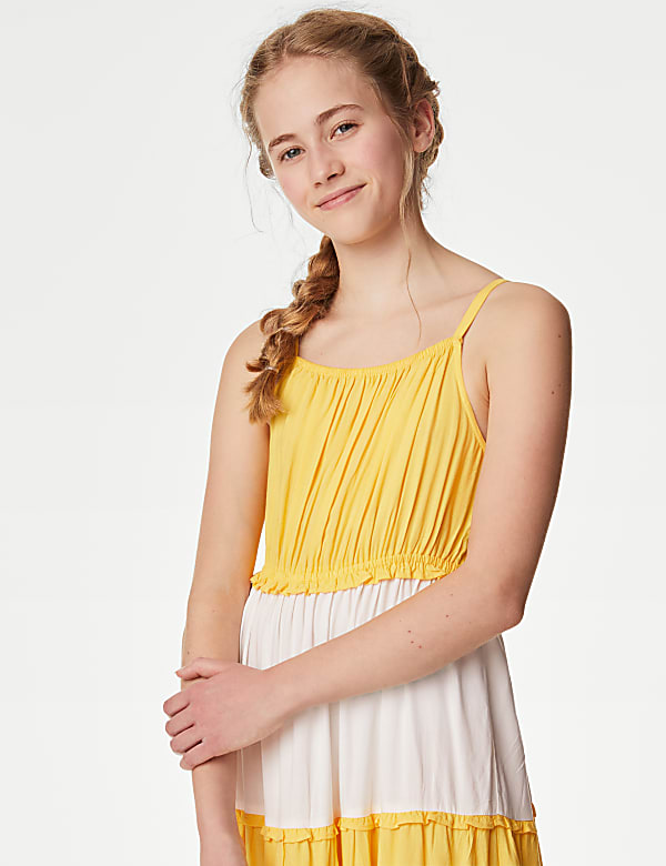 Colour Block Tiered Maxi Dress