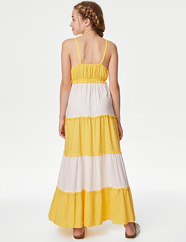 Colour Block Tiered Maxi Dress