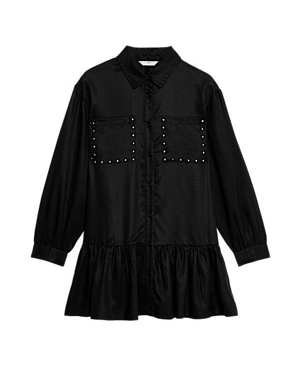 Stud Pocket Shirt Dress (6-16 Yrs)