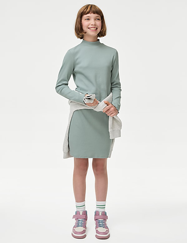 Cotton Rich Ribbed Dress (6-16 Yrs) - LV