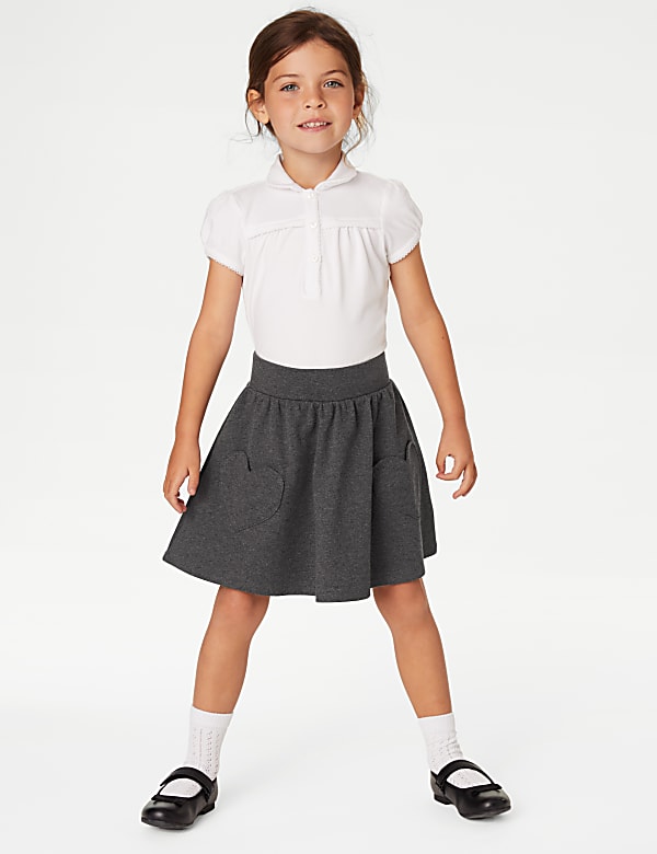 2pk Girls' Jersey Heart Pocket School Skirts (2-14 Yrs) - RO