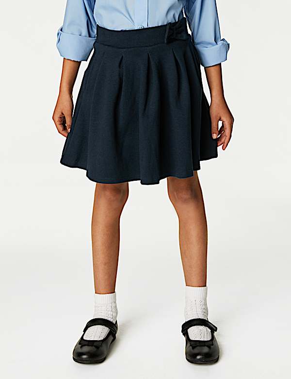 2 Pack Girls' Jersey Bow School Skirts (2-14 Yrs) - US