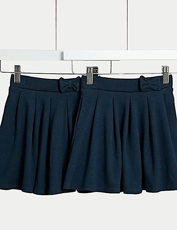 2 Pack Girls' Jersey Bow School Skirts (2-14 Yrs) - US
