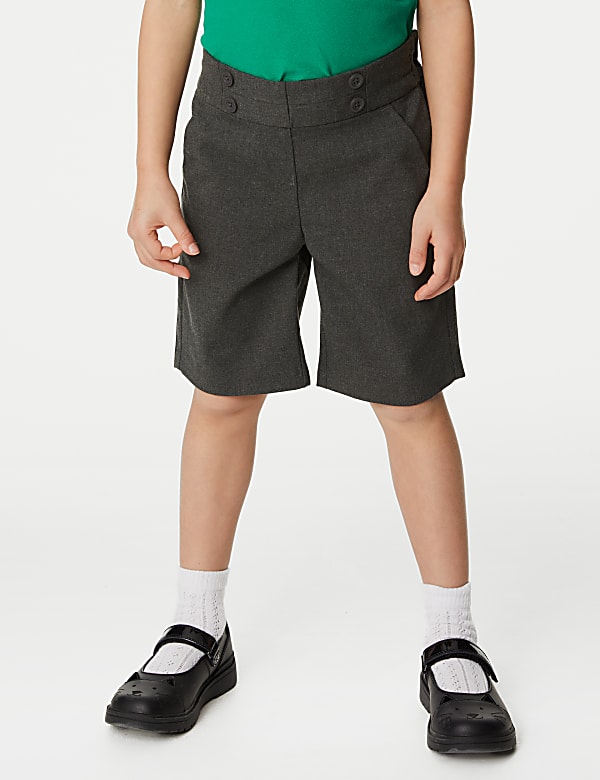 Girls' Button Front School Shorts (2-16 Yrs) - IL