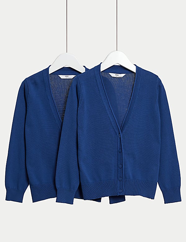 2 Pack Girls' Pure Cotton School Cardigan (3-18 Yrs) - NZ