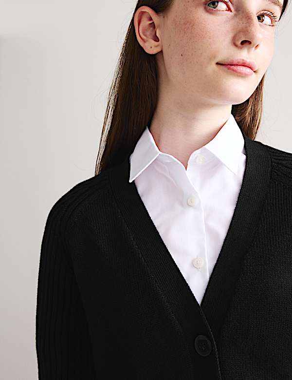 Pure Cotton V-Neck StayNew&trade; School Cardigan - HU