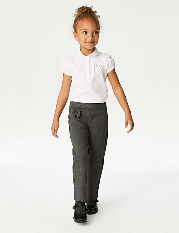 Pantalon fille en jersey orne d un noeud ideal pour l ecole du 2 au 14 ans