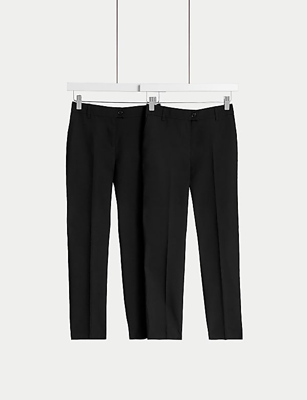 Lot de 2 pantalons filles jambe standard coupe cintr&eacute;e, id&eacute;al pour l&rsquo;&eacute;cole (du 2 au 18 ans) - FR