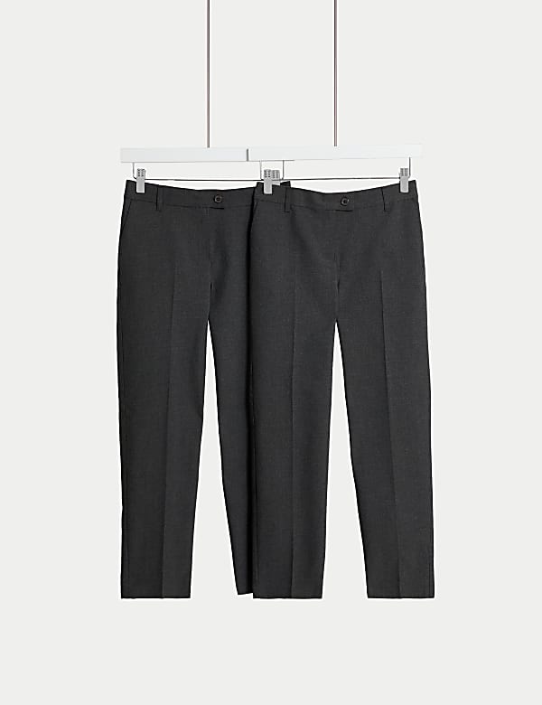 2pk Girls Regular Leg Stain Resist Trousers 2 18 Yrs GREY School Trousers M S PL