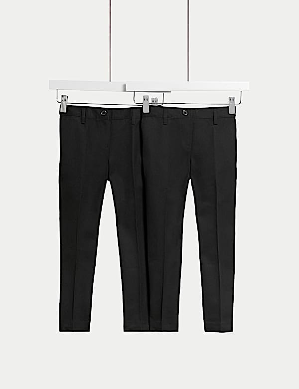 2pk Girls' Slim Fit Easy Dressing School Trousers (3-18 Yrs) - FI