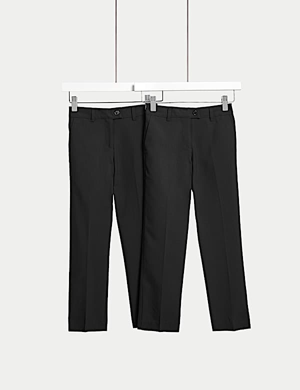 Girls 2Pk Slim Leg School Trousers ( 2-18 Yrs) - FI