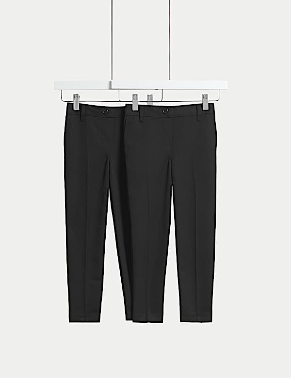 2pk Girls' Regular Leg Slim Waist School Trousers - FI