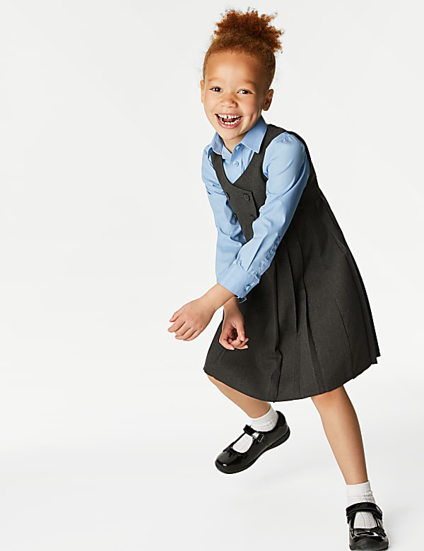 Girls' Double Breasted School Pinafore (2-12 Yrs) - BE