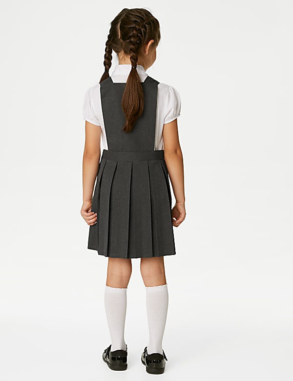 Girls' Pleated Bib School Pinafore  (2-12 Yrs)  - CA