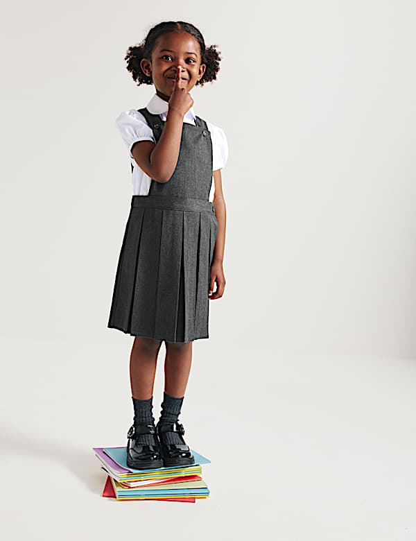Robe chasuble pliss&eacute;e &agrave; plastron, id&eacute;ale pour l&rsquo;&eacute;cole (du 2 au 12 ans)  - BE