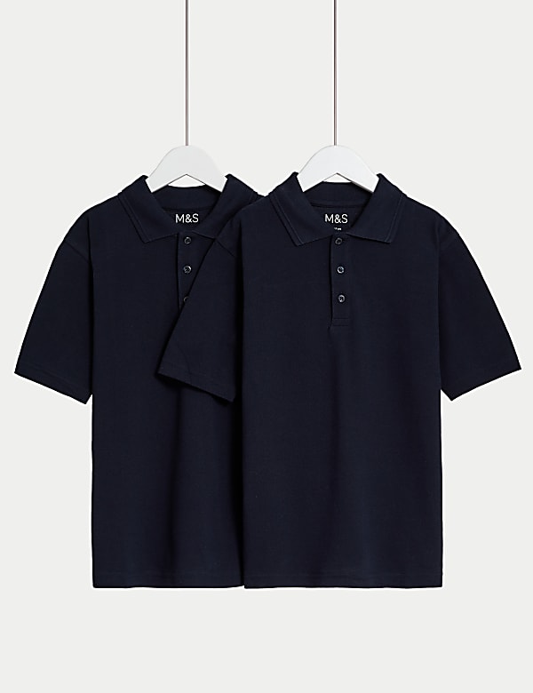 Lot de 2 polos unisexes 100 % coton, parfaits pour l’école (du 2 au 18 ans) - FR