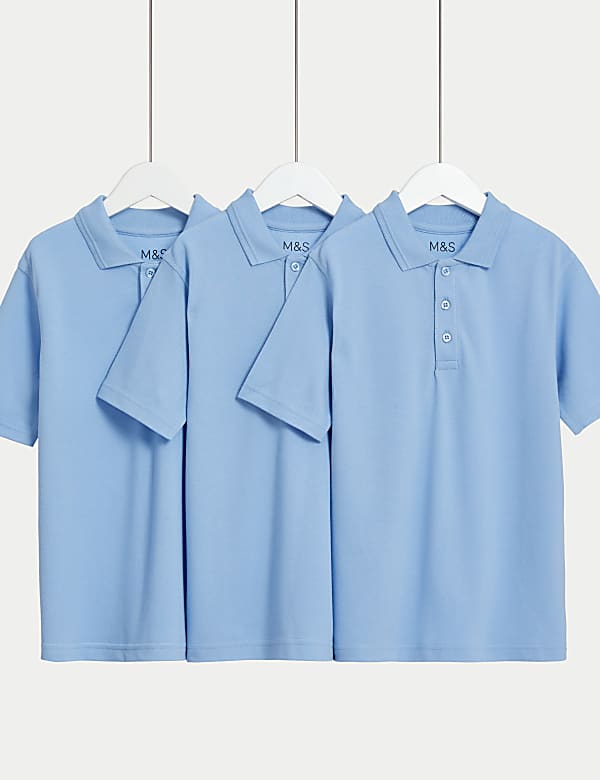 3pk Unisex Stain Resist School Polo Shirts (2-18 Yrs) - IT