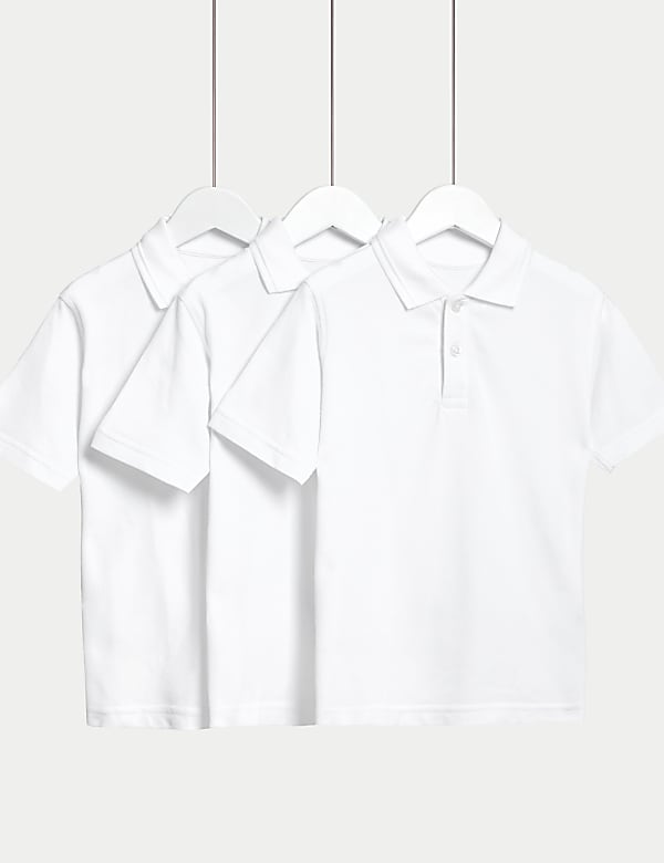 3pk Unisex Pure Cotton School Polo Shirts (2-16 Yrs) - MY