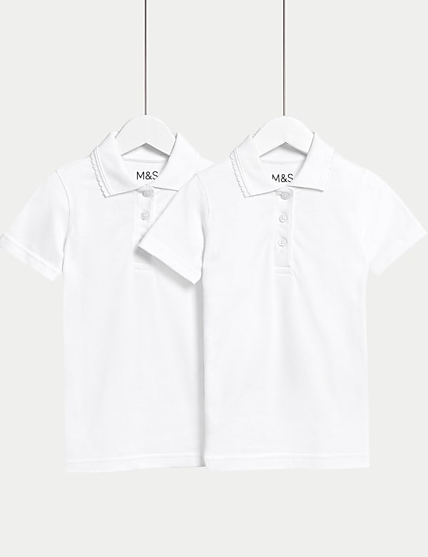 2pk Girls' Slim Stain Resist School Polo Shirts (2-16 Yrs) - NL