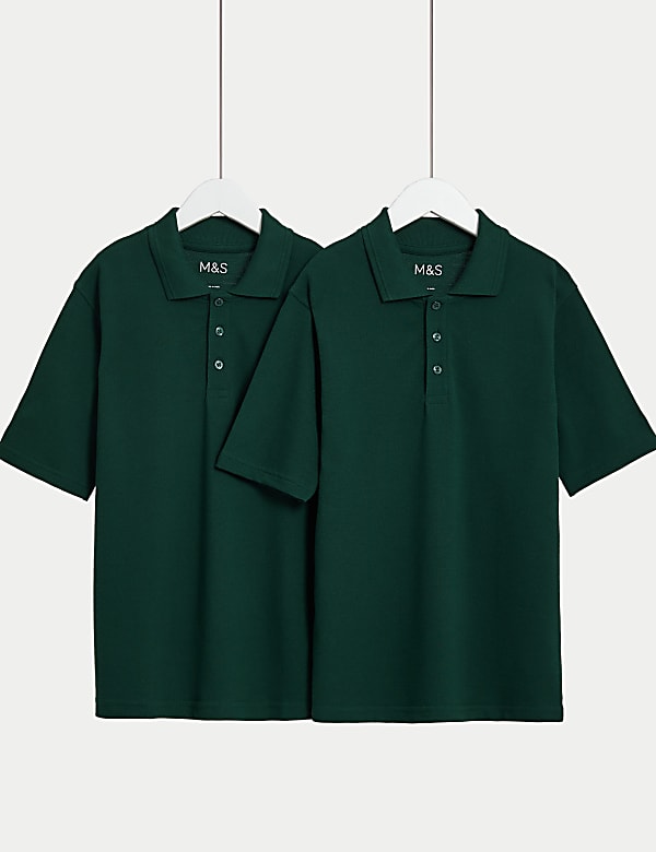 2pk Unisex Stain Resist School Polo Shirts (2-18 Yrs) - US