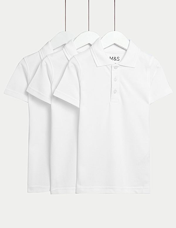 3pk Unisex Stain Resist Slim Fit School Polo Shirts (2-18 Yrs) - US