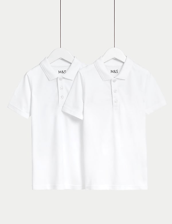 2pk Unisex Slim Stain Resist School Polo Shirts (2-18 Yrs) - PL