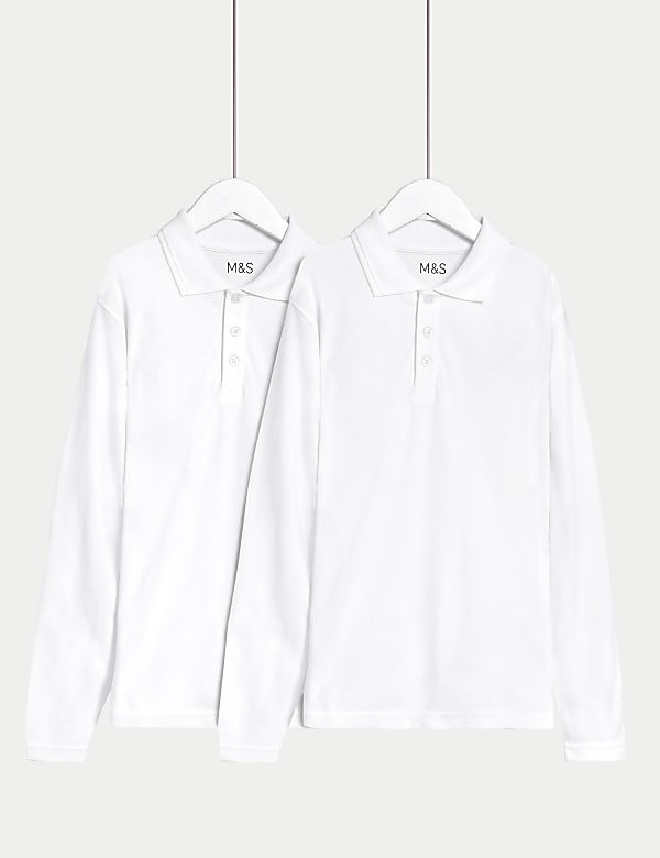 2pk Unisex Pure Cotton Stain Resist School Polo Shirts (2-18 Yrs) - PL