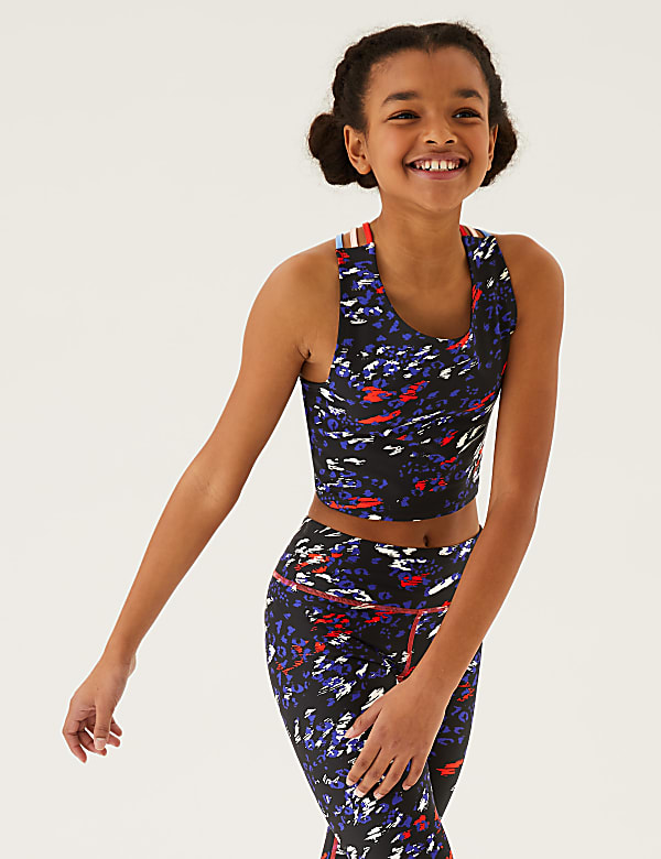 Leopard Print Sports Cropped Top (6-16 Yrs)