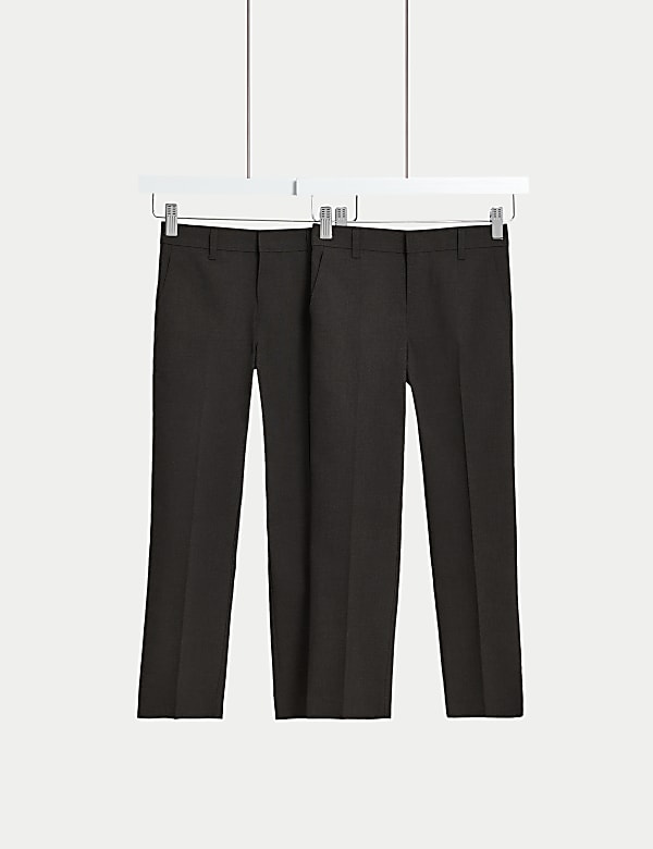 Lot de 2 pantalons gar&ccedil;ons coupe slim, parfaits pour l&rsquo;&eacute;cole (du 2 au 18 ans) - FR