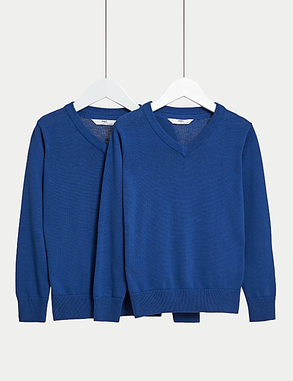 2 Pack Unisex Pure Cotton School Jumper (3-18 Yrs) - GR